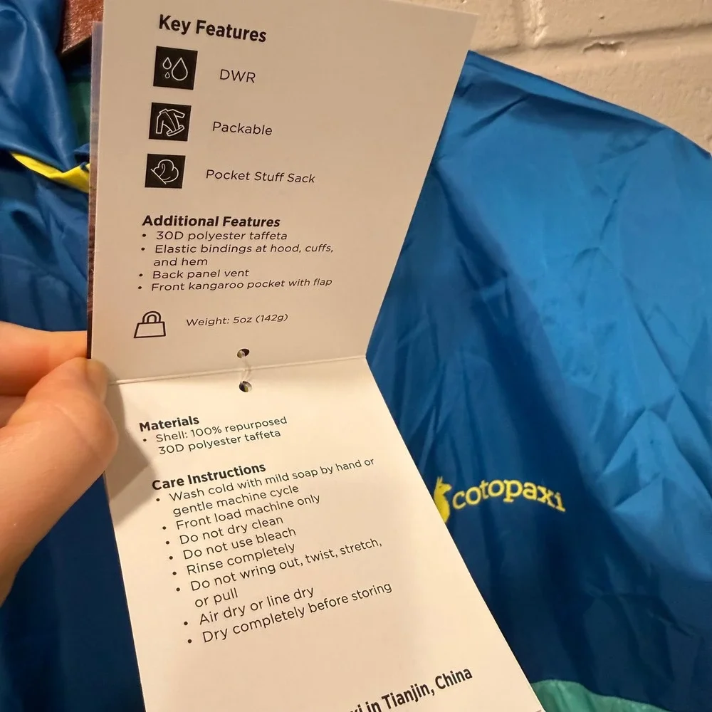 Cotopaxi Teca Half Zip Windbreaker Blue Crush Colorblock NWT Packable XS Recycle - Picture 13 of 16